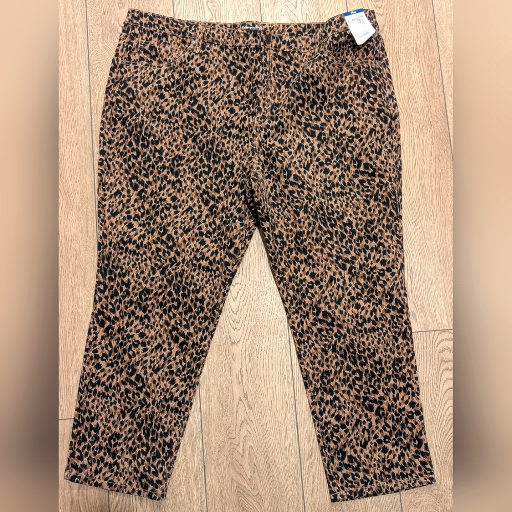 Terra & Sky Brown and Black Leopard Print Straight Leg Jeans